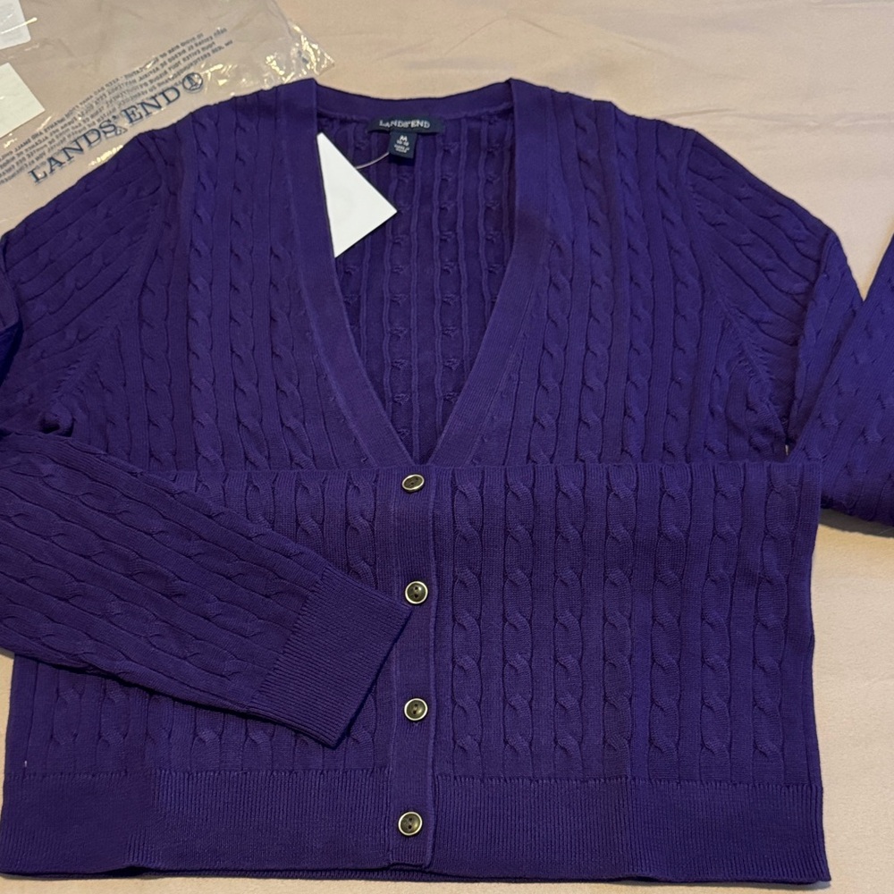 Lands' End Women's Deep Purple Cardigan